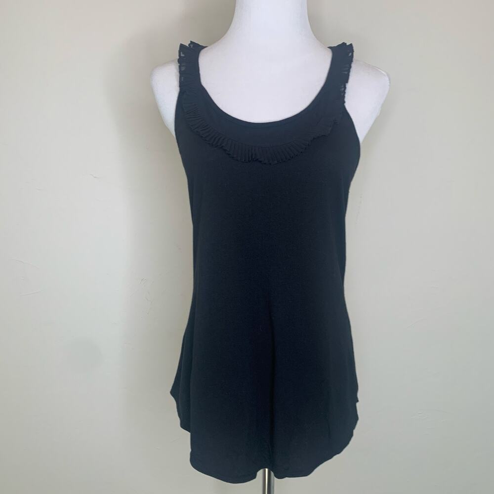Gap Ruffle Trim Black Tank Top Sz Small